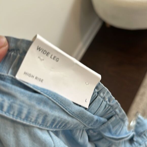 Loft Wide Leg HR Chambray Casual Pants L - Picture 5 of 6